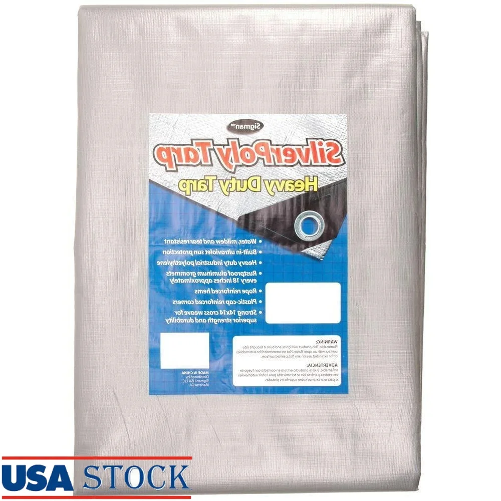 

12x24 Heavy Duty Tarp UV Resistant Waterproof Reinforced Polyethylene Grommets Mildew Resistant All Weather Cover Outdoor Use