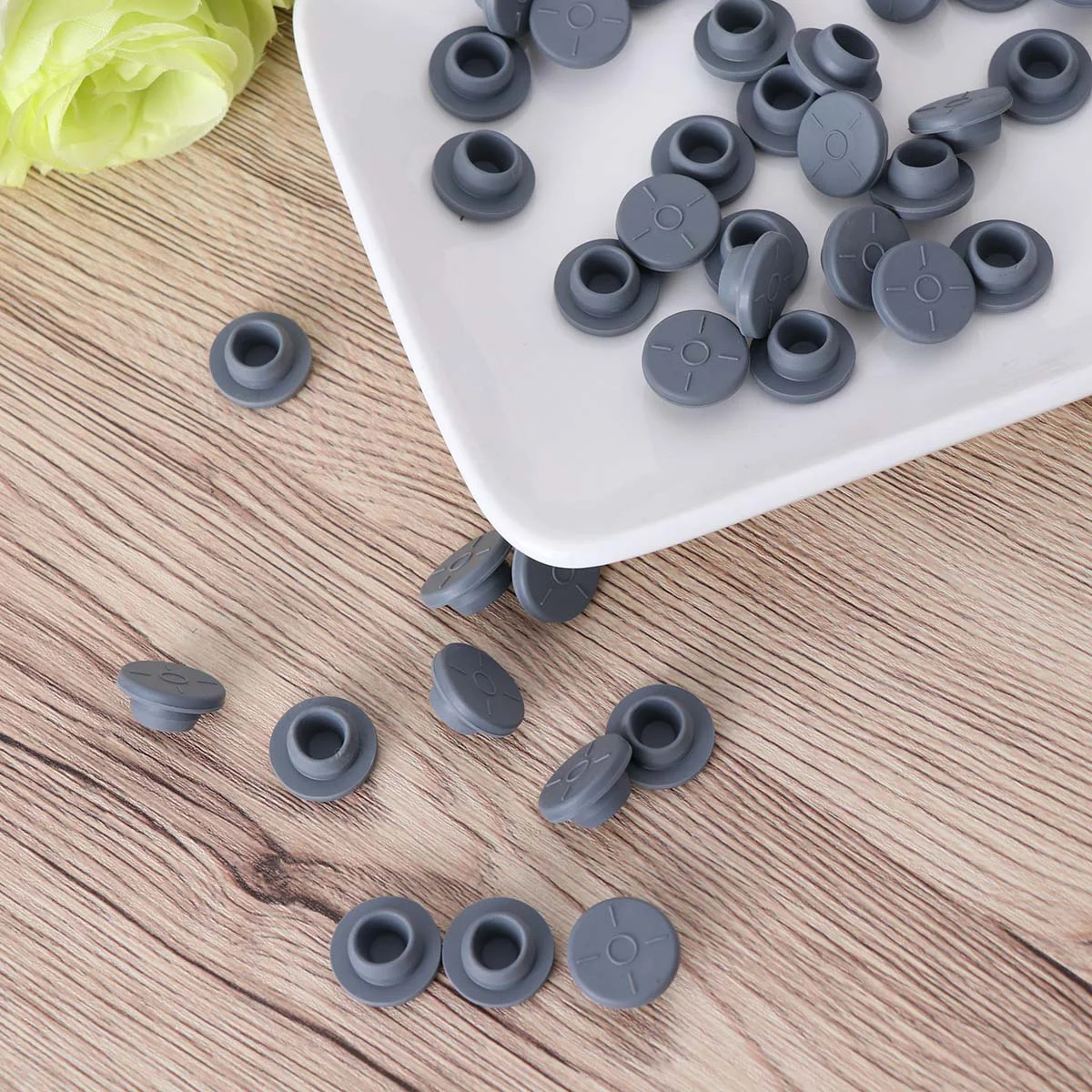 100pcs Vial Rubber Stoppers Mushroom Shape Self Injection Ports Rubber Bottle Stoppers for Glass Bottle Culture Production Jars