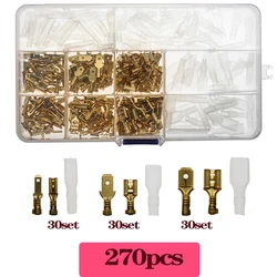 270Pcs 2.8mm 4.8mm 6.3mm Plug Spring Female Male Spade Cold Crimp Terminals Connector Car Speaker Electrical Wire Connectors Set