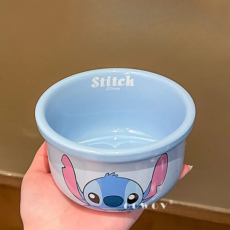 Disney's new Stilt Cartoon Ceramic Rice Bowl High-Pretty Household Soup Bowl with Spoon Children's Gift Supplementary Food Bowl