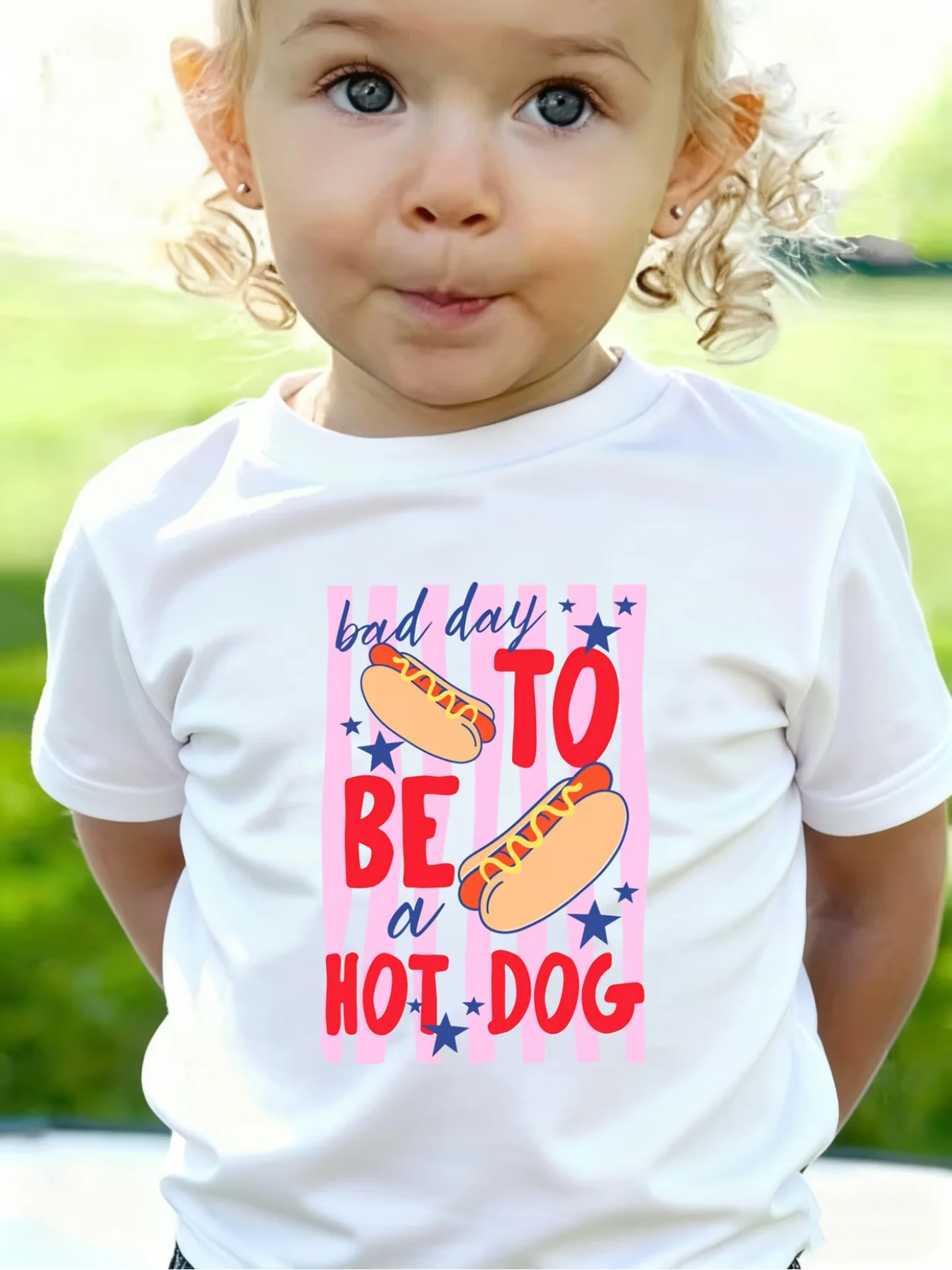 Cute Bad Day To Be A Hot Dog Letter Graphic Family Matching T Shirt Boys Girls Short Sleeve Tees Parent Kid Same Summer Tops