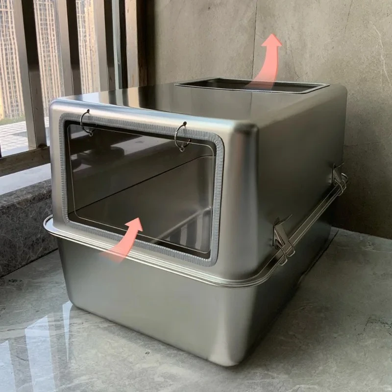 

All stainless steel closed cat litter box, oversized anti-splash cat toilet, deodorant ejection, anti-belt sand, easy to clean