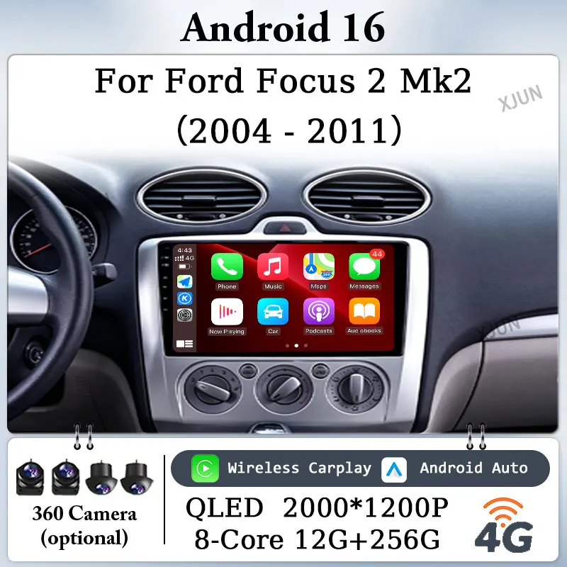 9 inch Wireless CarPlay Android 16 Auto Tools For Ford Focus 2 Mk2  2004 - 2011 Car Radio Multimedia Player GPS Navigation BT 4G