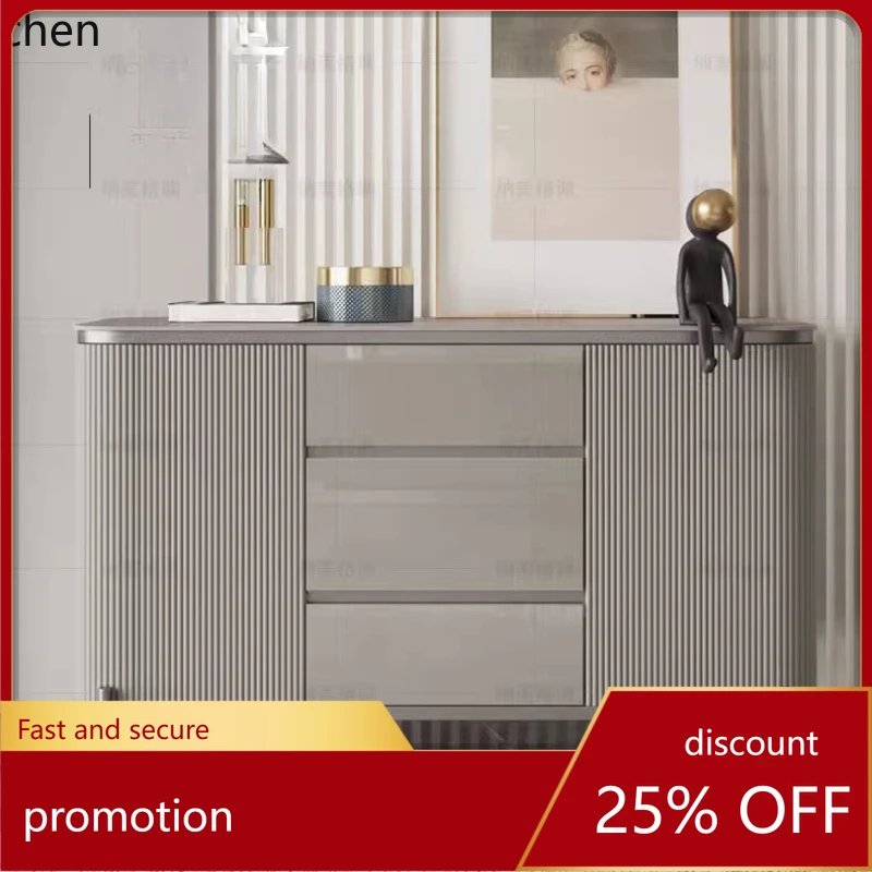 

HT Italian light luxury gray side cabinet integrated wall high cabinet restaurant storage wine cabinet small apartment