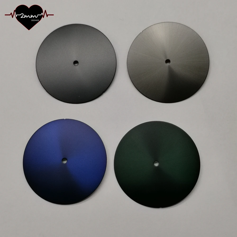 قرص ساعة فارغ 35 ملم وجه ساعة أمة الله أسود، أخضر، رمادي، أزرق اللون لحركة NH39 قرص ساعة أشعة الشمس