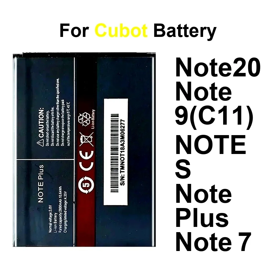 

Долговечный аккумулятор мобильного телефона ПРИМЕЧАНИЕ 20 2800–5900 мАч для Cubot ПРИМЕЧАНИЕ 9 Note S 7 20 Pro Plus