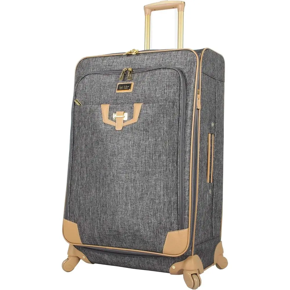 

Large 28 Inch Expandable Suitcase - Lightweight Silver Luggage with 4-Rolling Spinner Wheels