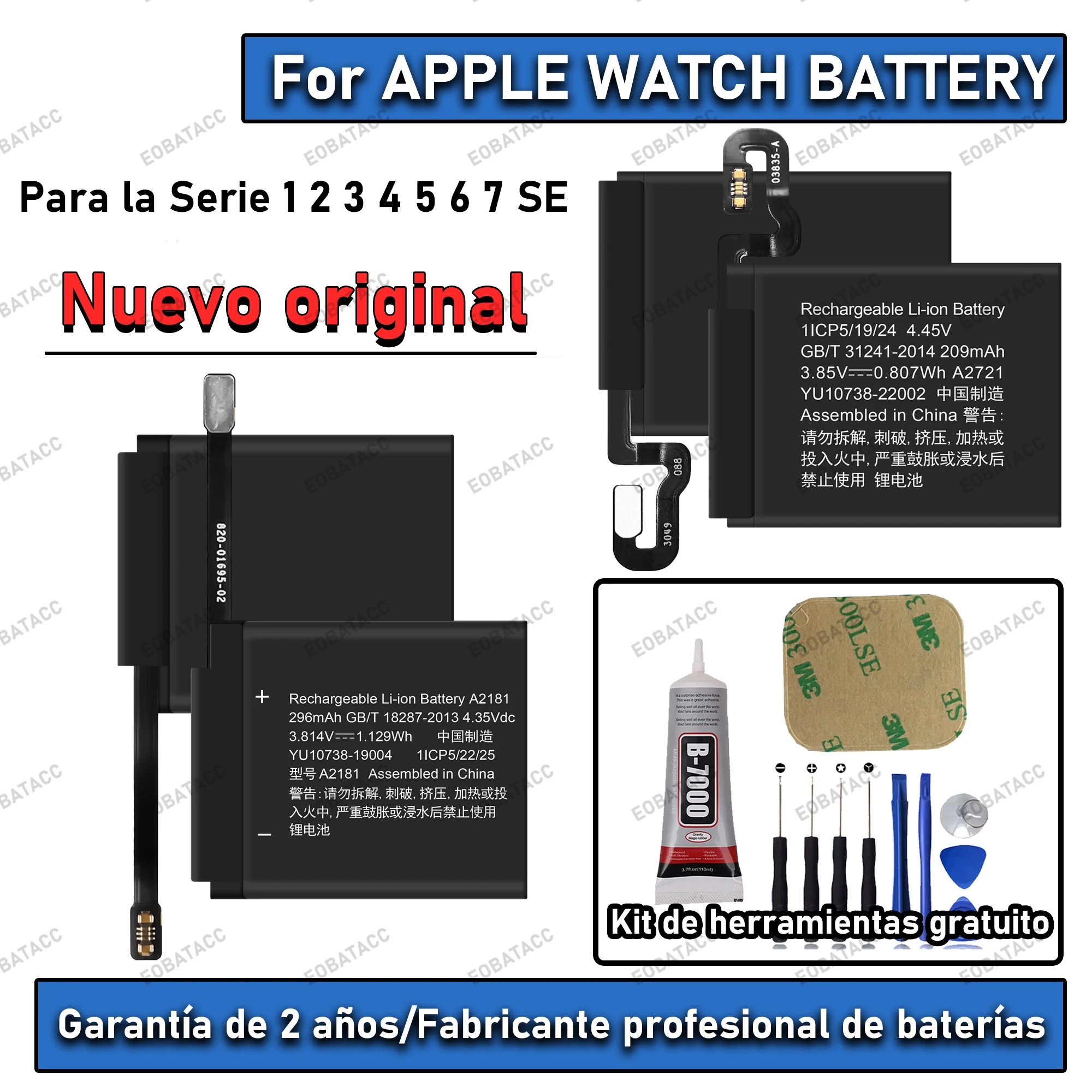 البطارية الأصلية لسلسلة ساعات أبل SE 1 2 3 4 5 6 7 8 Bateria لـ IWatch S1 S2 S3 LTE S4 S5 S6 S7 S8 38/40/41/42/44/45/49 مللي متر #1