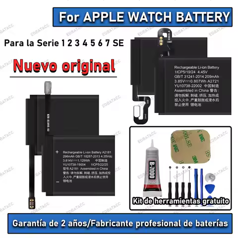 Original Battery For Apple Watch Series SE 1 2 3 4 5 6 7 8 Bateria For IWatch S1 S2 S3 LTE S4 S5 S6 S7 S8 38/40/41/42/44/45/49mm