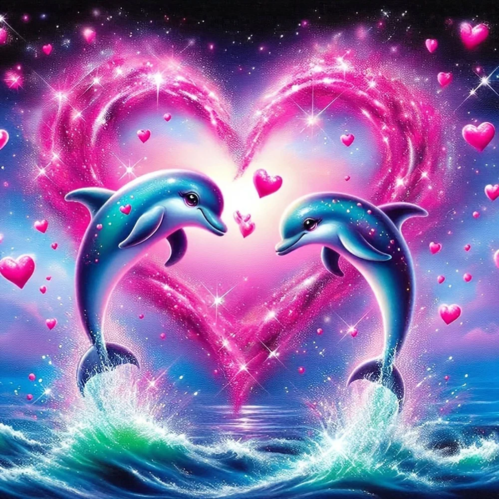 EverShine DIY 5D Diamant Malerei Delphin Herz Voll Platz Runde Bohrer Mosaik Tier Stickerei Meer Neuheiten Wohnkultur