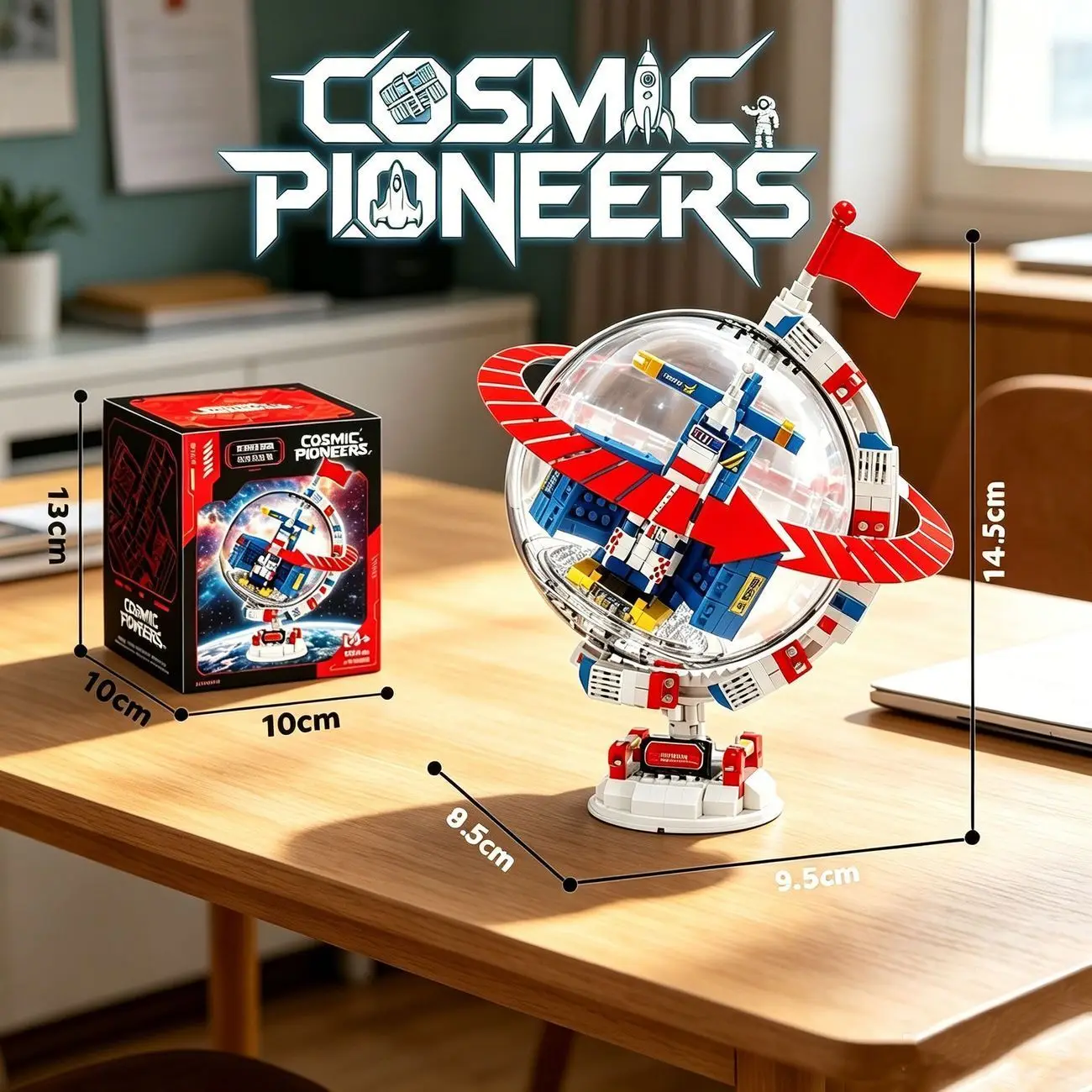 Space Exploration Building Blocks Toy Astronaut Rocket Space Station Model with Transparent Globe Display Cover DIY Bricks Ornam view 2