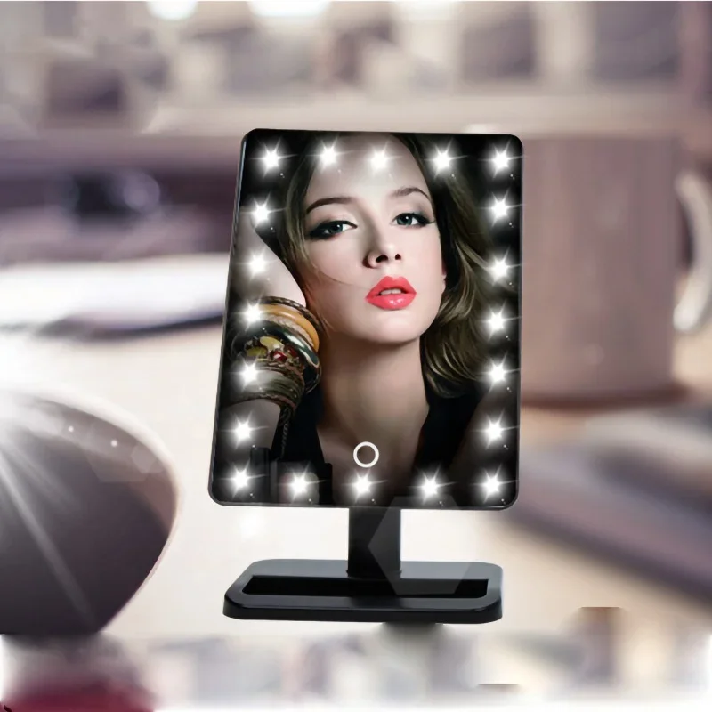 Table Led Vanity Lighted Travel Smart Touch LED Makeup Mirror Desktop 10X Magnified Make Up Mirror With Lights