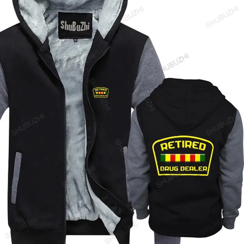 

new arrived men hoodies winter Retired Drug Dealer Funny Recovery jacket cotton fleece jacket for man