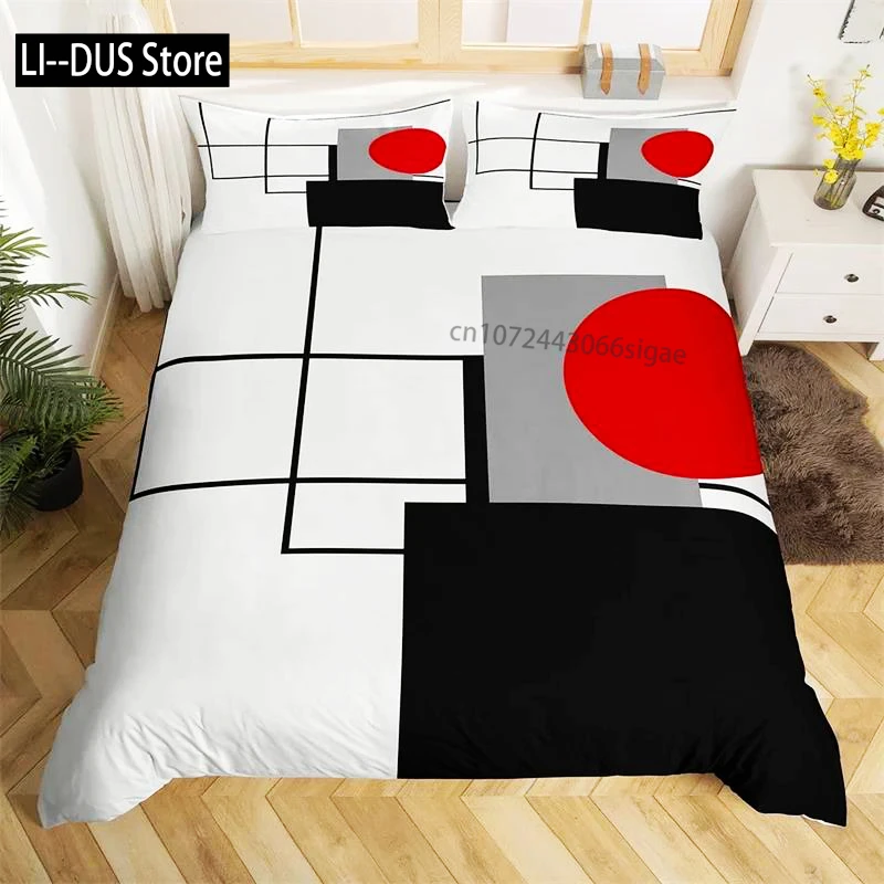 

Квадратный пододеяльник с геометрическим рисунком, мягкий комплект постельного белья с абстрактными полосками, круговой пододеяльник с геометрическим рисунком, современные наволочки с графическим рисунком
