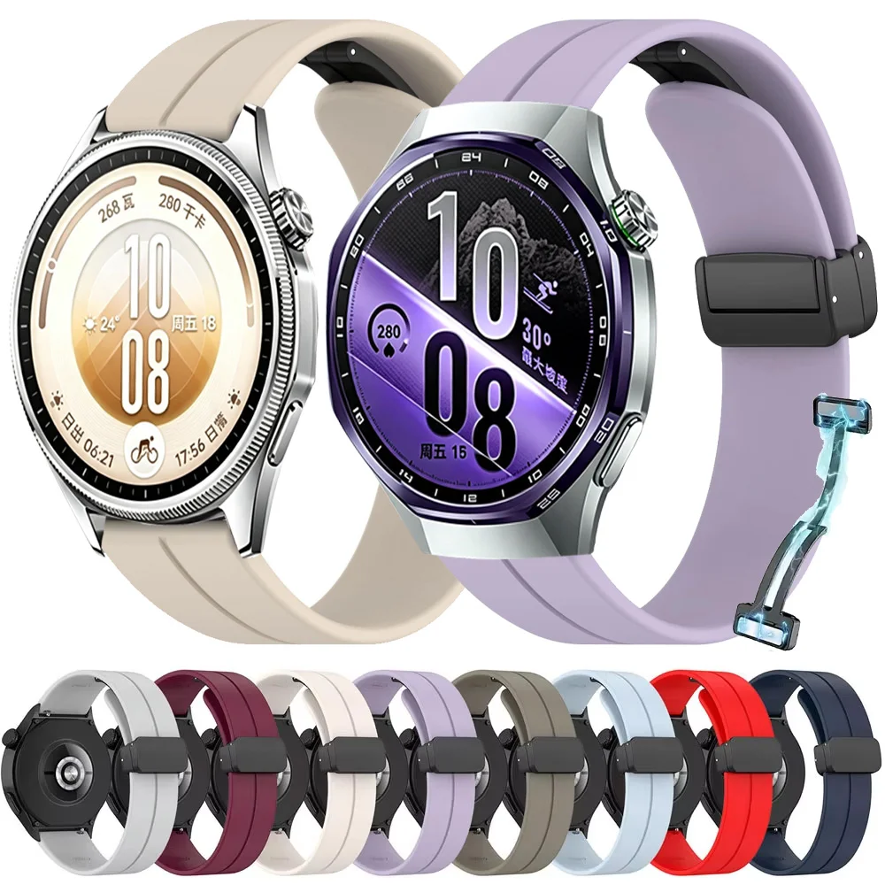20mm 22mm Magnetic Buckle Silicone Strap For Huawei Watch GT7-6 Pro GT7-6-5-4 46mm Correa Belt For Amazfit Bip 6-5-Max Accessory