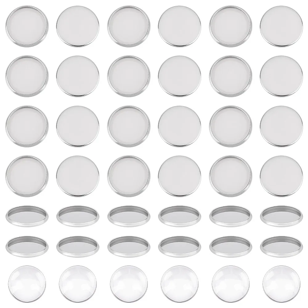 

DIY Blank Dome 316 Surgical Stainless Steel Cabochon Making Kits Stainless Steel Color 15.5x2mm