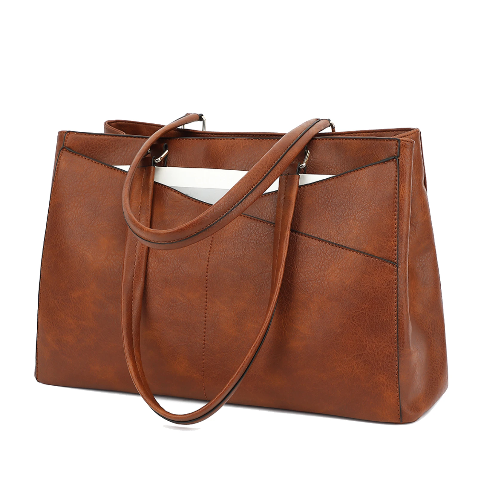 

Laptop Tote Bags for Women 15.6 Inch Pu Leather with Pockets Top Handle Computer Handbags Business Office Work for Ladies