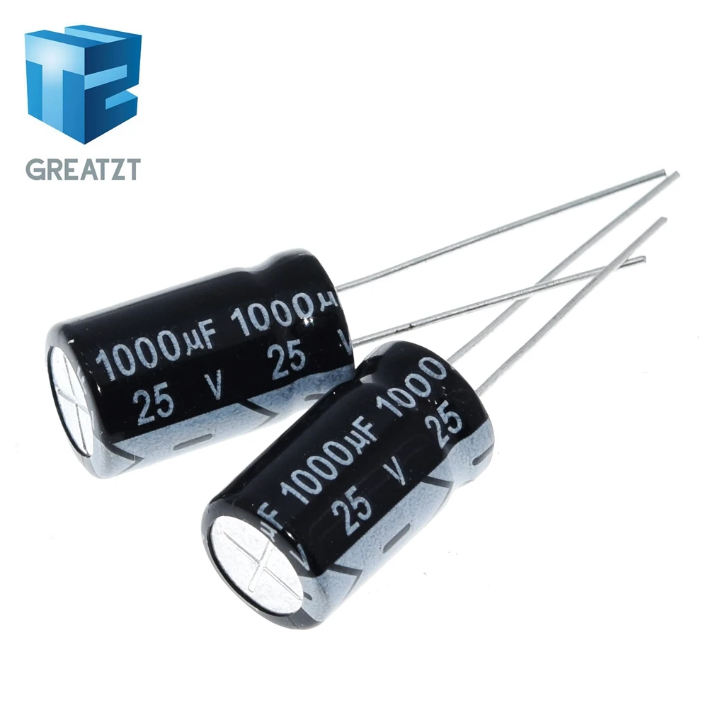 

GREATZT 50PCS Electrolytic capacitors 25V 1000UF 1000UF/25V 10 * 17MM