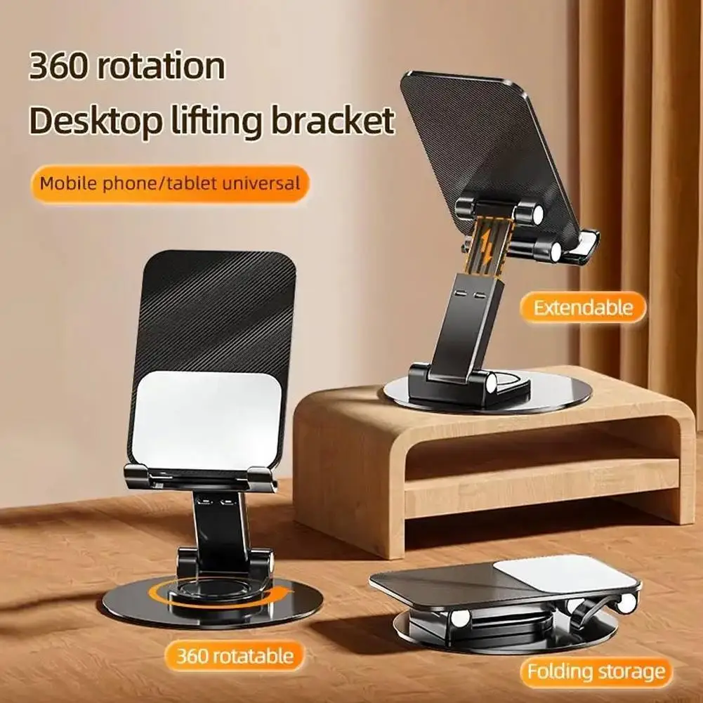 Desktop Metal Phone Holder Universal 360° Rotation Bracket Anti Lifting Foldable Fall Desktop Anti-slip Stable O2l1