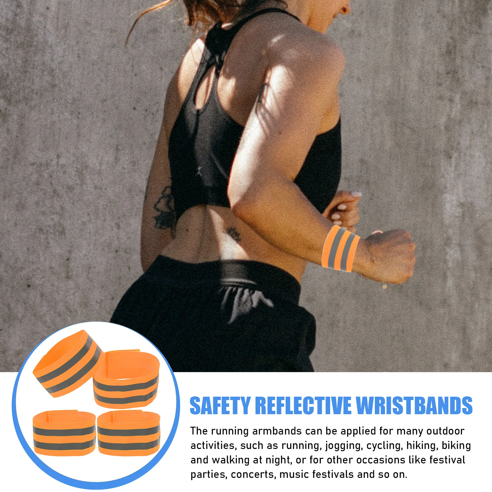 

4Pcs Reflective Wristbands High Visibility Safety Armbands for Running Jogging Cycling Walking Outdoor Ankle Bands