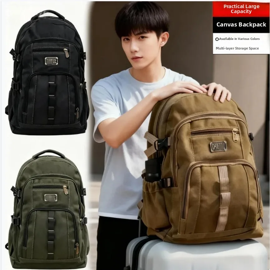 

Retro Durable Large Capaci Canvas Double oulder Bapa Thiened Outdoor Travel Faionable Men's Women's Work Travel B...