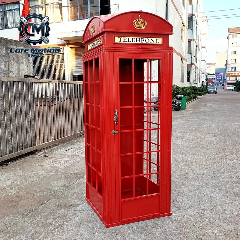 Classic British London Steel Telephone Booth Industrial Style Mailbox Newsstand Street Sign Bench Decoration Locker Prop