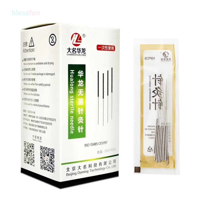 500 Disposable Acupuncture Needle Aseptic Small Packaging 50*10pcs Korea Flat Handle With Plastic Tube