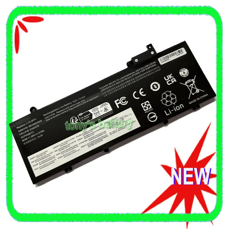 L17M3P71 L17L3P71 Battery For Lenovo ThinkPad T480S 01AV478 01AV479 01AV480 SB10K97620 SB10K97622 L17M3P72