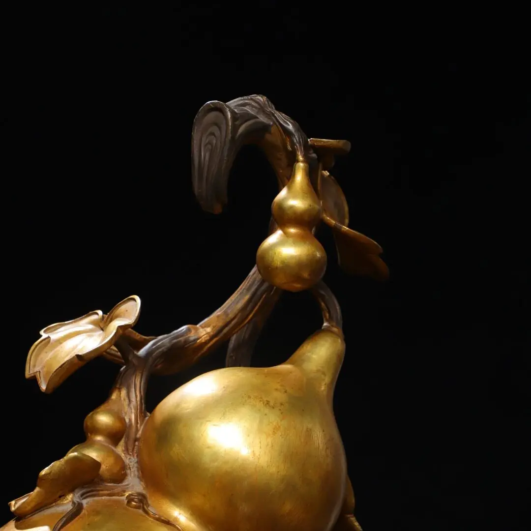 Brass Feng Shui Gourd Ornament Five Blessings Wealth Prosperity Housewarming Home Office Desktop Decor