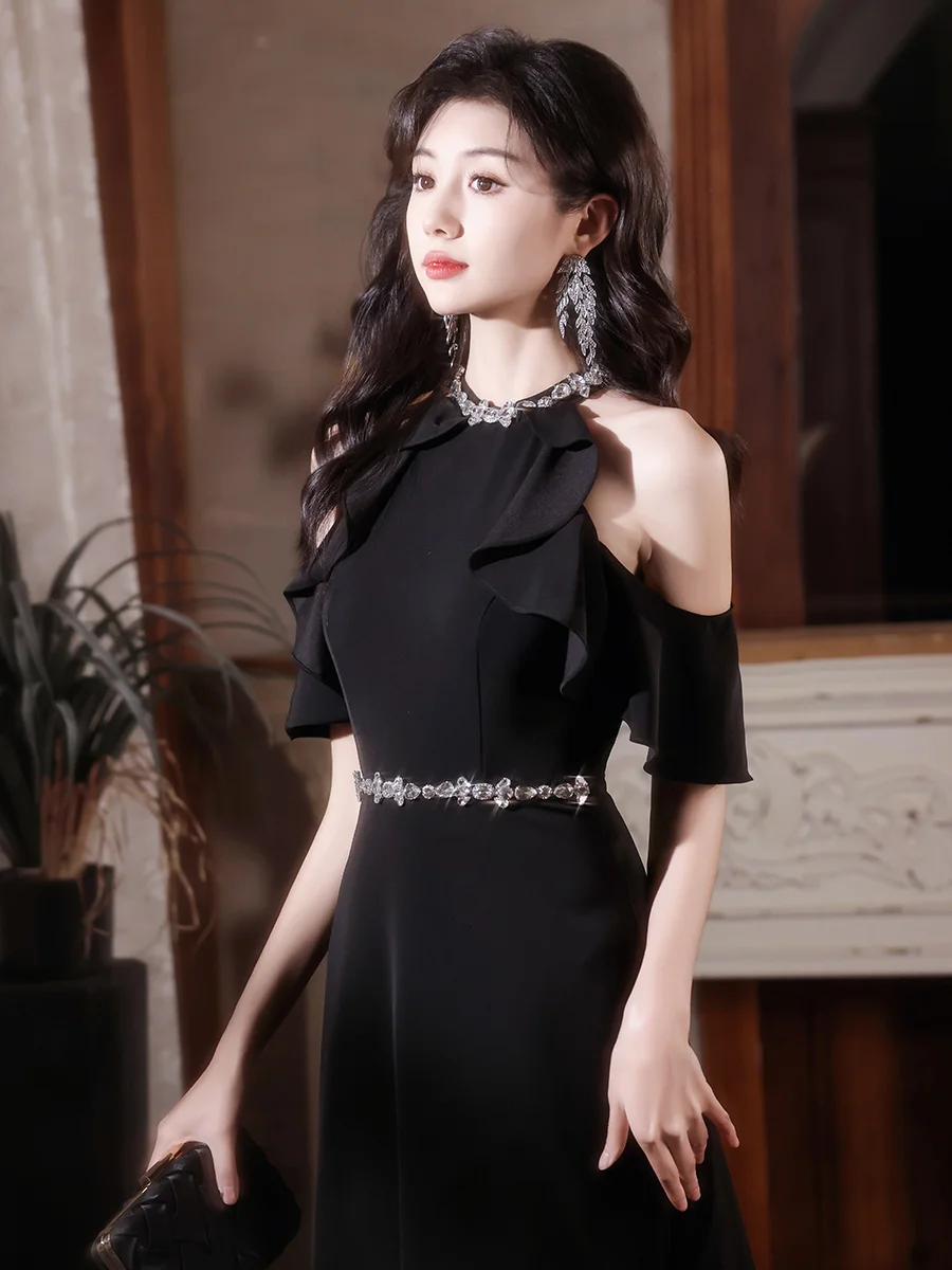 

Ele Bla Off-oulder Evening Gown Women's Host 2025 New High-End Lightweight Speciali Dinner Par Faionable ort ...