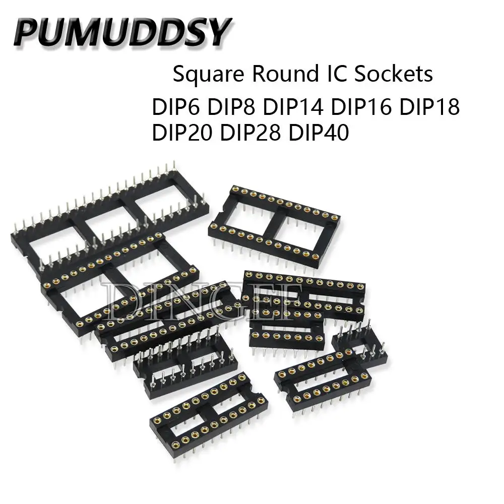 10PCS Square Round IC Sockets DIP6 DIP8 DIP14 DIP16 DIP18 DIP20 DIP28 DIP40 Connector DIP Socket 6 8 14 16 18 20 24 28 40Pins