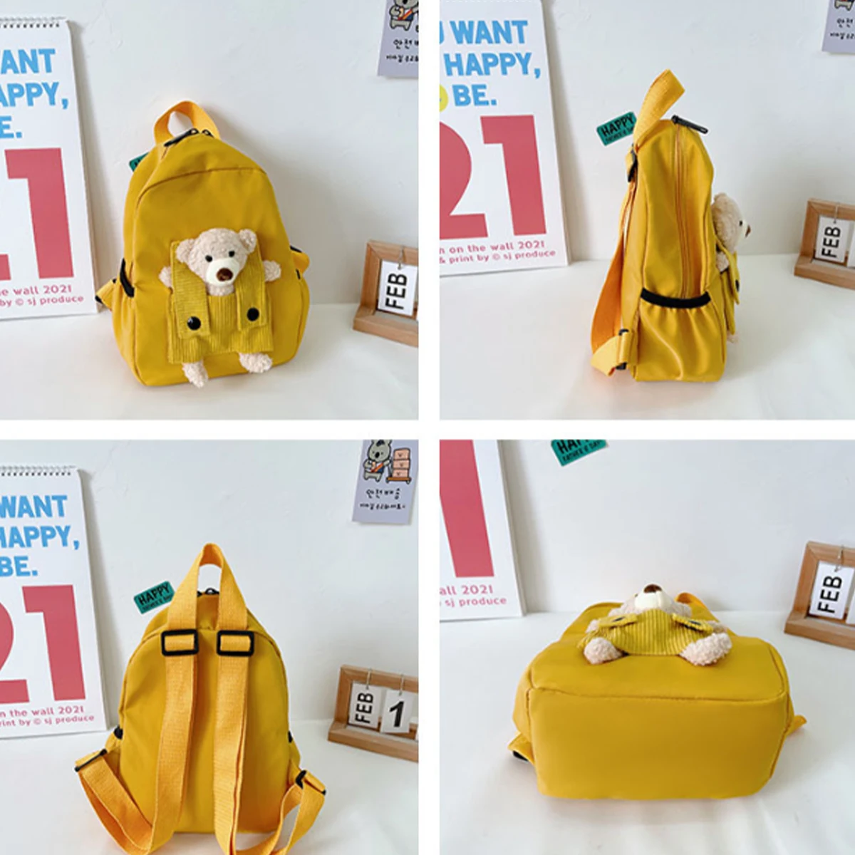 Supports custom name embroidery on the backpack, with a cute 3D standing teddy bear decoration, side storage pockets, and adjustable shoulder straps. Perfect for weekend outings, birthday gifts, Christmas presents, and