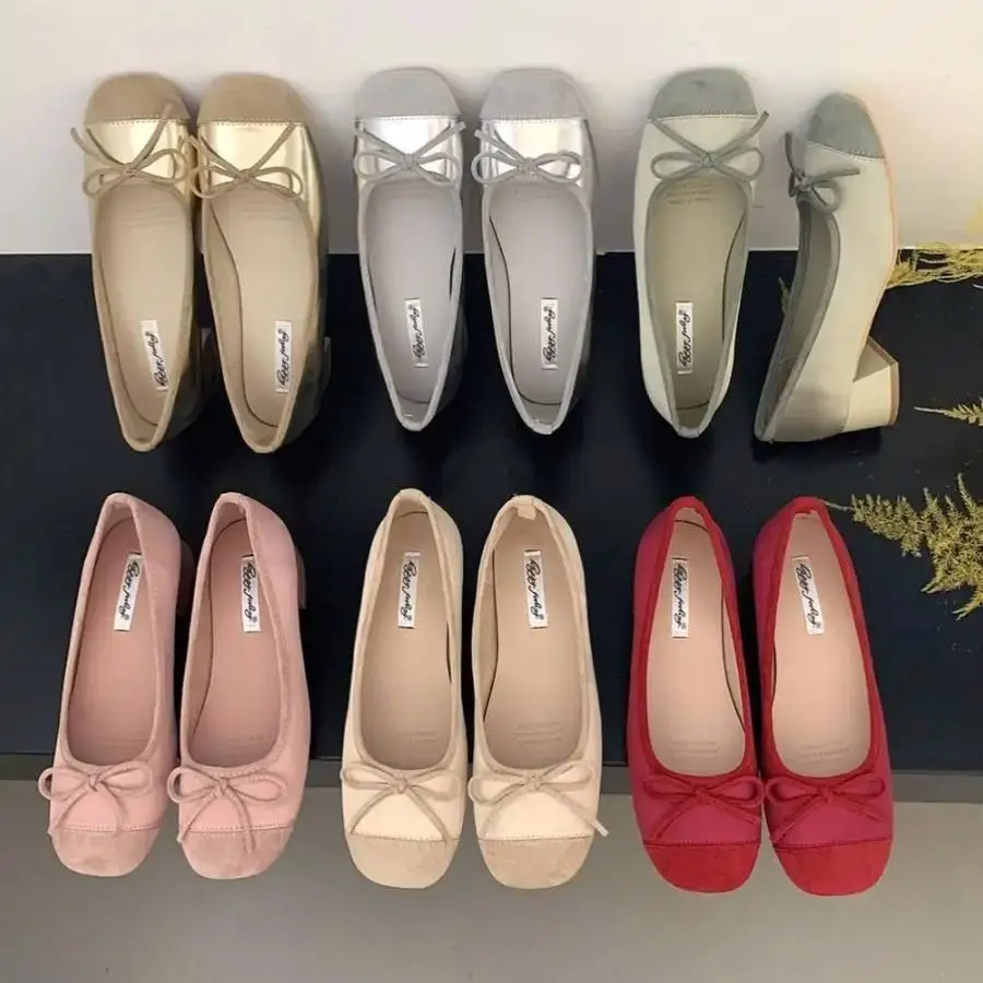 Bailamos 2024 Spring New Women Flat Shoes Fashion Square Toe Shallow Ladies Mary Jane Ballerinas Shoes Low Heels Casual Ballet S