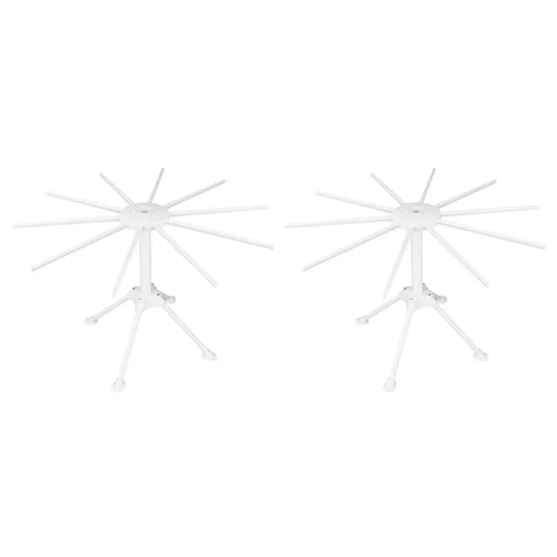 

2X Сушилка для пасты, складная подставка для сушки лапши, сушилка для спагетти с 10 кронштейнами для приготовления свежей домашней пасты - AT36