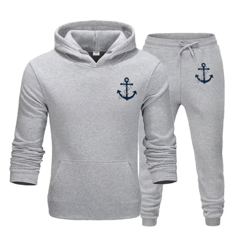 

Men's Warm Thermal Hoodie Suit - Breathable Athletic Sweatpants 2-Piece Winter Printed Pocket Outdoor Running Casual Streetwear