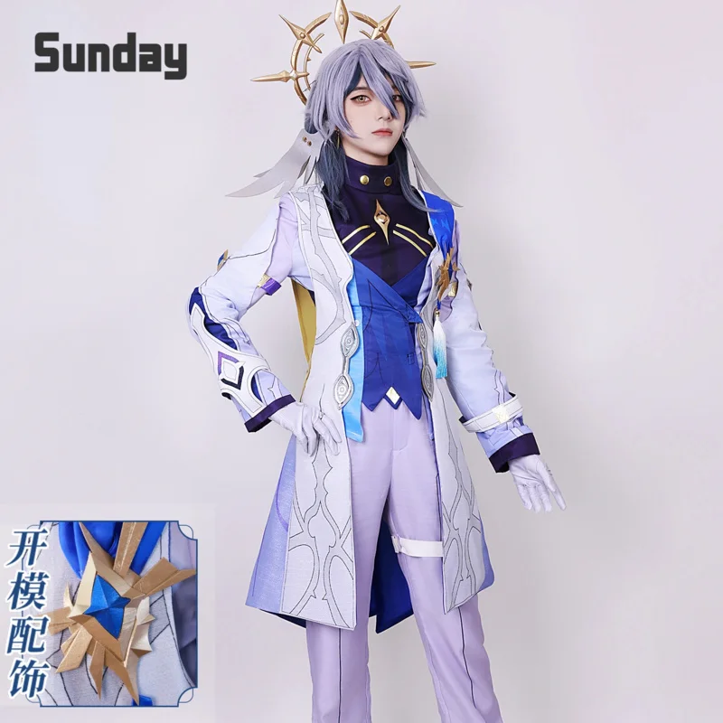 Sunday Cosplay Costume Game Honkai Star Rail Mr. Sunday Cosplay Costume Uniform Outfits Wig Shoes Prop Anime Role Play Suits