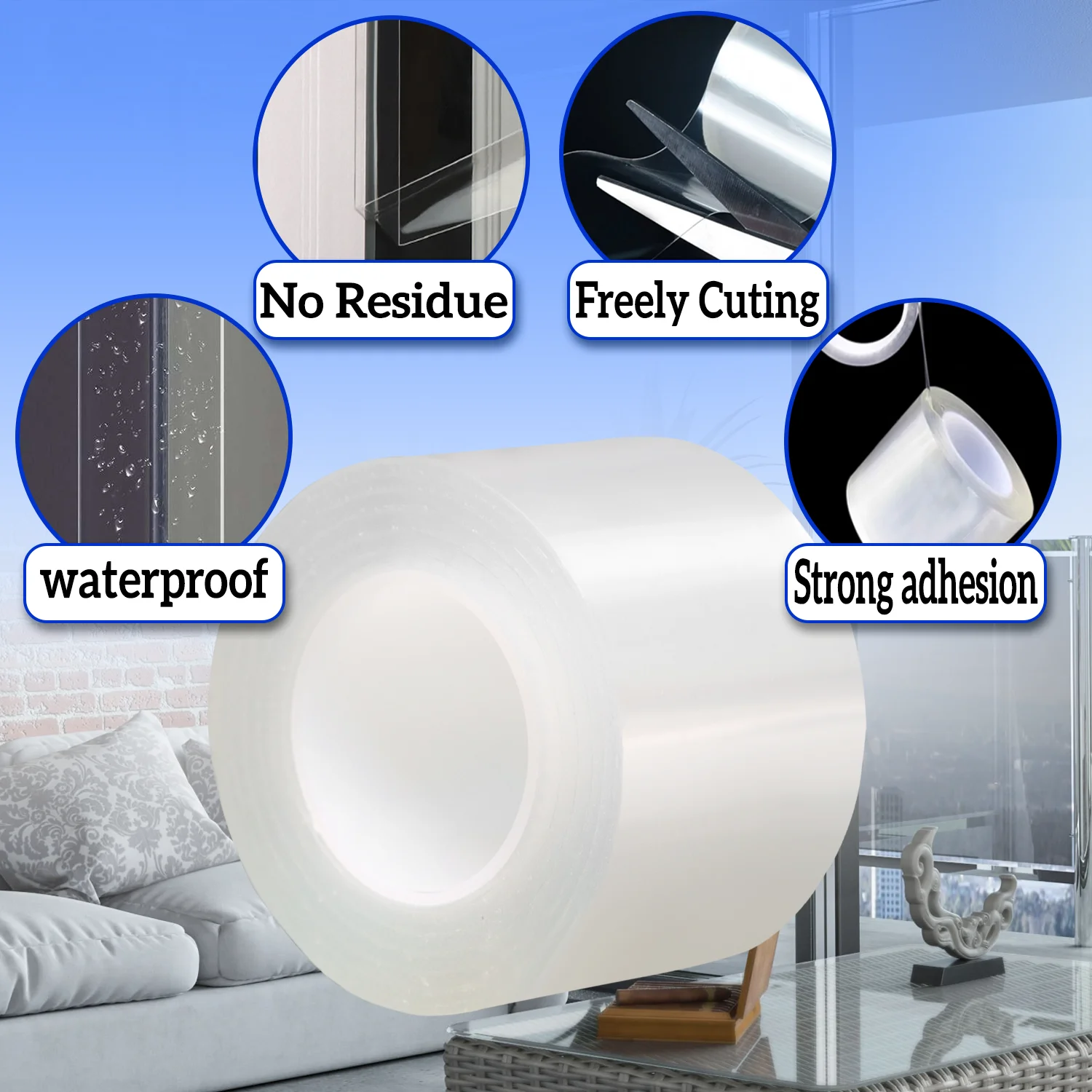 Single-Sided Nano Tape, Waterproof, Windproof and Anti-Collision Tape for Doors and Windows, Kitchen Sink Sealing Tape view 3