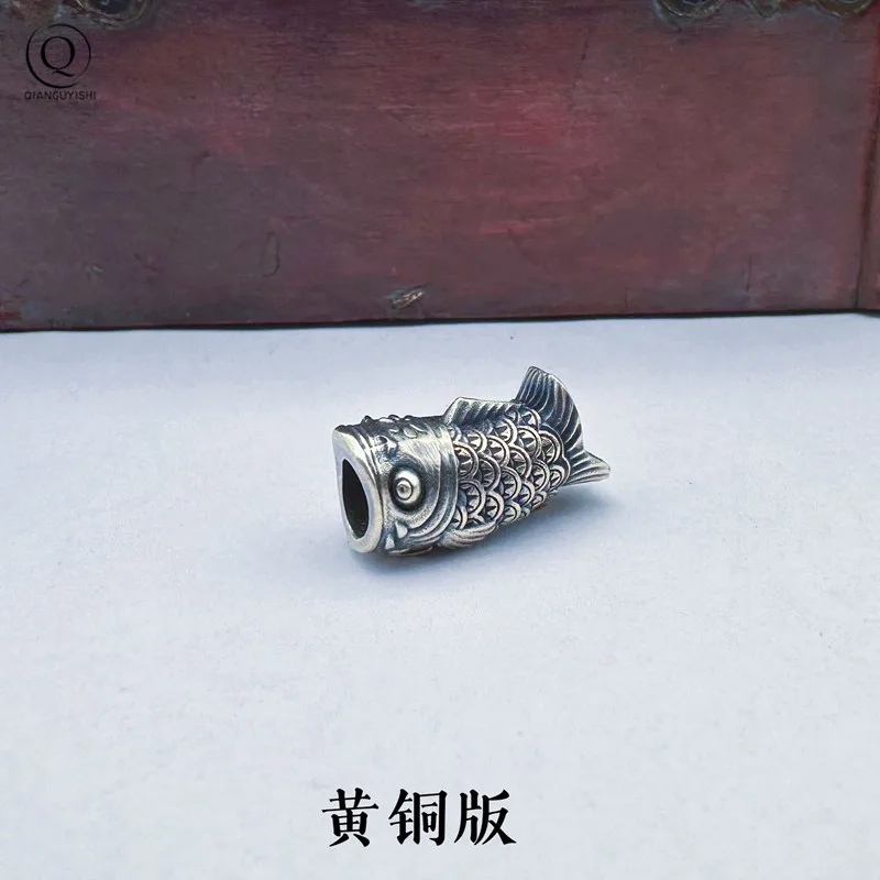 Koinobori Brass Knife Beads Carp Koi Fish EDC Outdoor DIY Paracord Woven Lanyard Pendants Umbrella Rope Bracelets Accessories