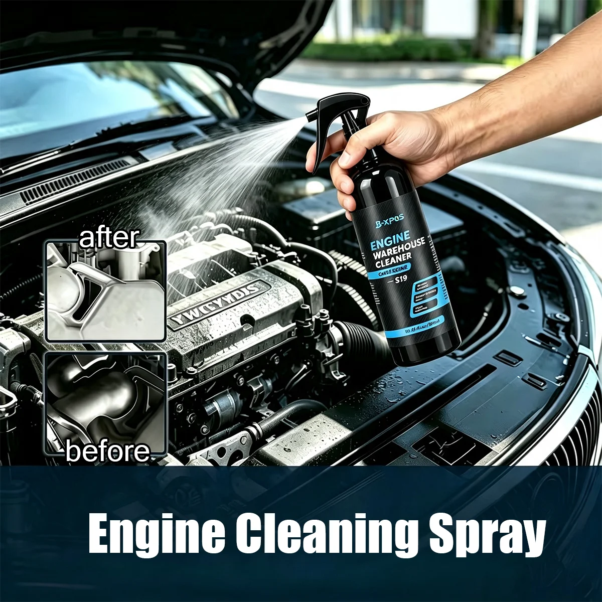 JB‑XPOS Engine Warehouse Cleaner Spray Oil Stain Remover Quick Degrease Rubber Plastic Safe Car Engine Care YT0209