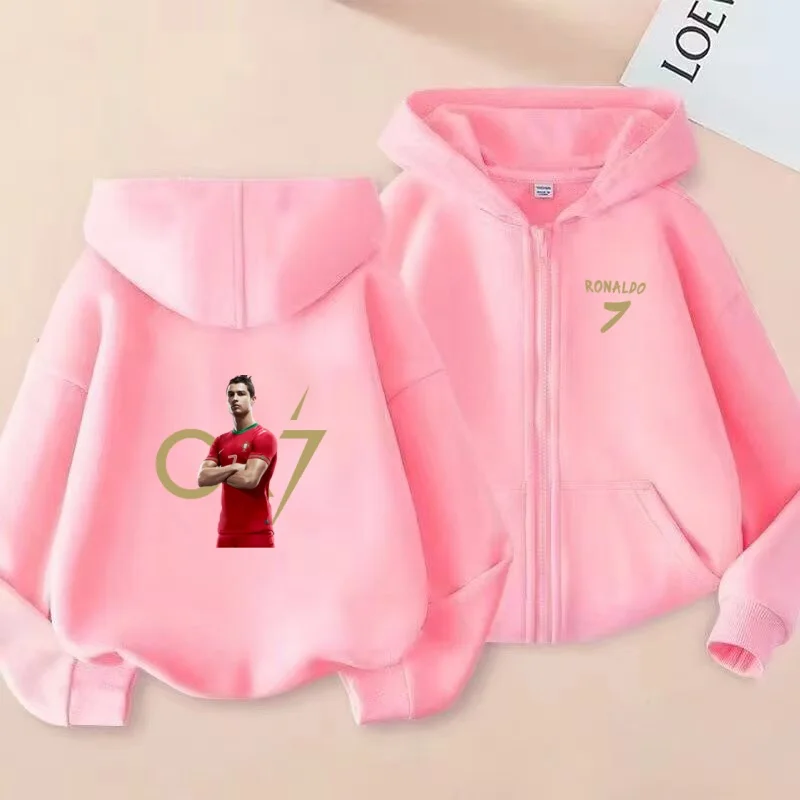 

Children's Cardigan Football Idol CR7 Hoodies Zipper Style Long Sleeves Sports Coat Boys Girls 3-12Yrs Fashion Loose Casual Top