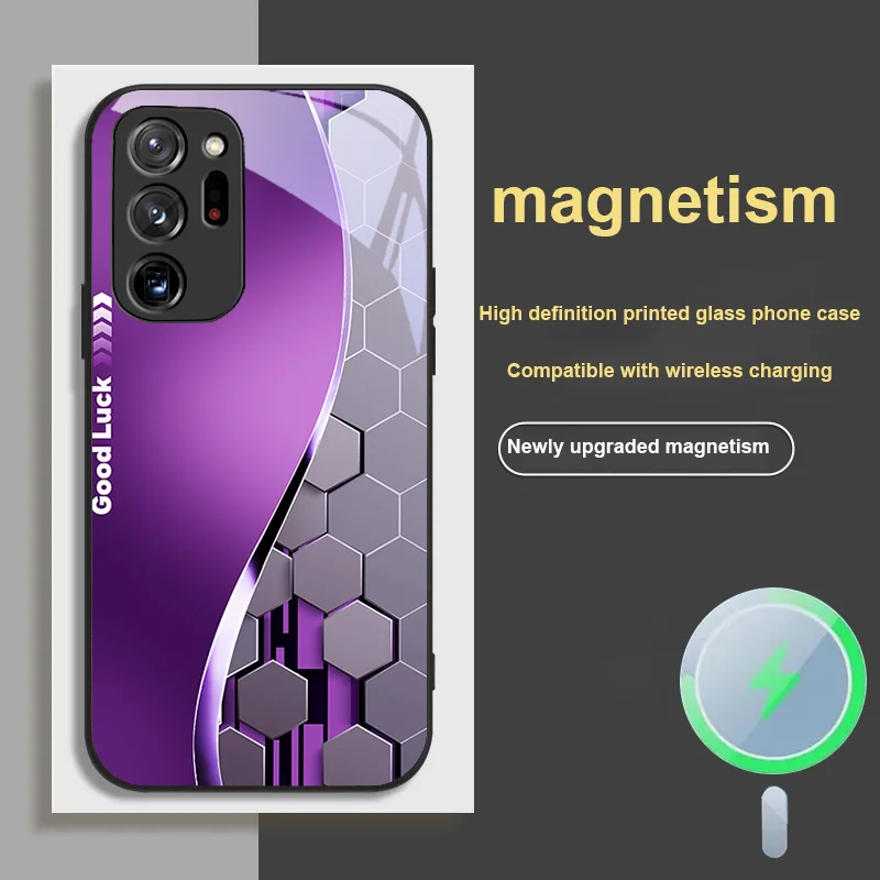 

Magnetic glass phone case for Samsung S 20 24 21 23 25 22 FE 26 Ultra cellular technology contrasting printed protective cover