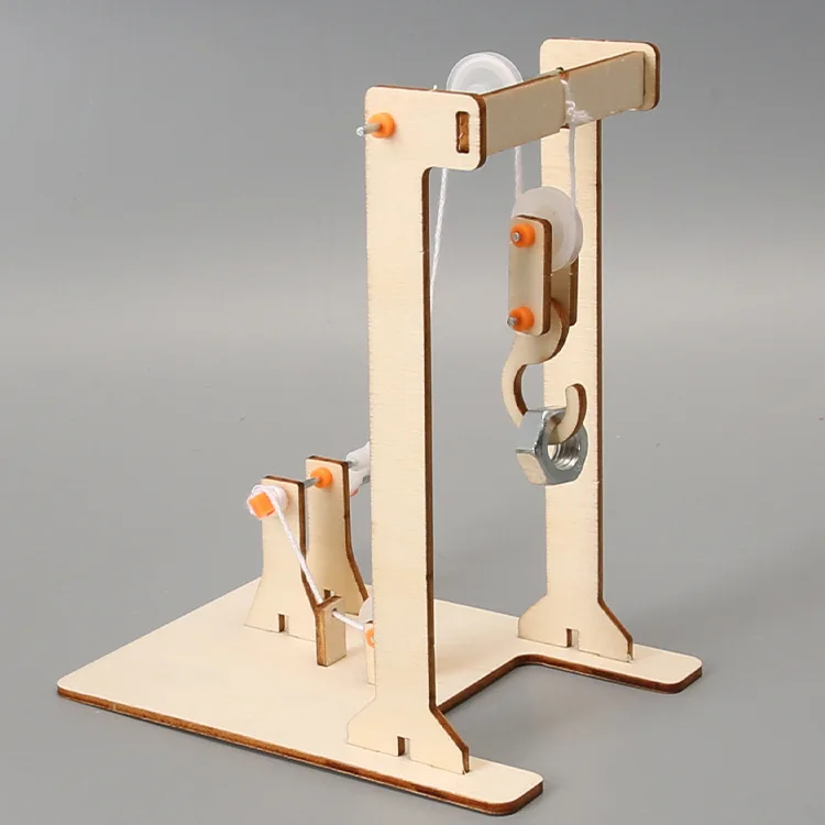 

Kids Science Toys DIY STEM Technological Physics Learning Kit Manual Pulley Block Crane Funny Teaching Aids Educational Toys