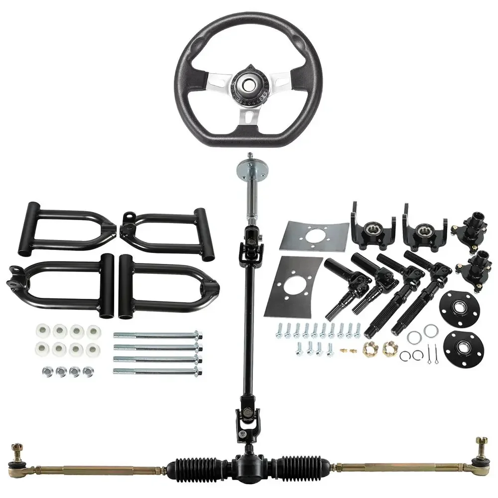 

Комплект передней оси 4-колесного привода, полуось в сборе, рулевая тяга маятника и рулевое колесо для картинга, квадроцикла, багги, гольф-карта