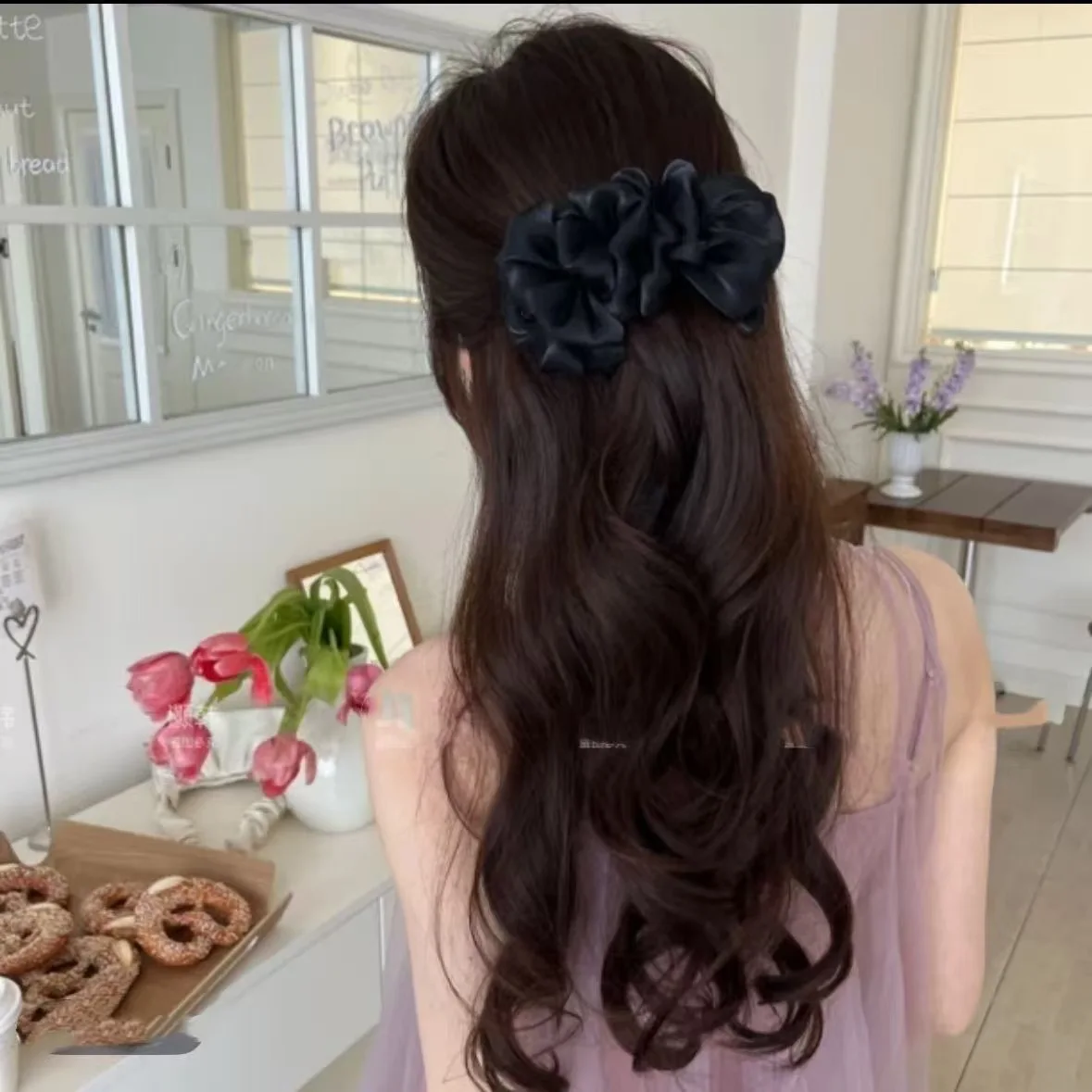 شبكة فقاعة الموز كليب ضوء الشموع القماش مطوي دبوس الشعر المألوف مزاجه الحلو إكسسوارات الشعر