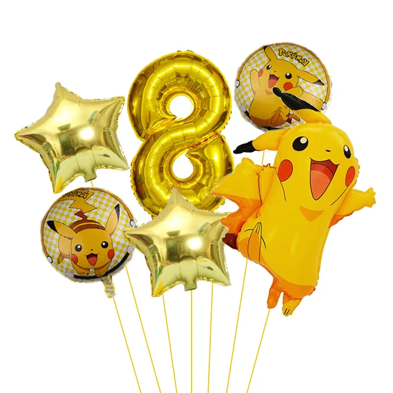 Pokemon themed balloon 32 inch digital balloon set for children\'s birthday new Pikachu aluminum foil ball party decoration toy