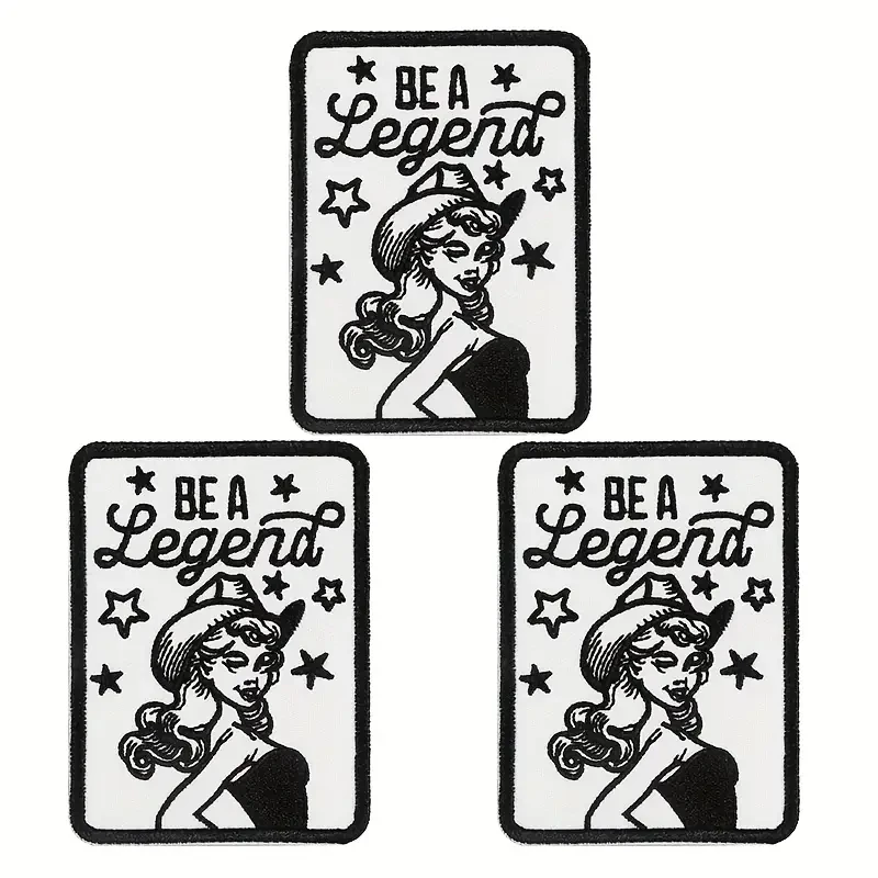 Parche bordado Be A Legend, insignia inspiradora de moral de vaquera occidental para ropa, chaqueta, sombrero de camionero, regalo DIY, 3 uds.