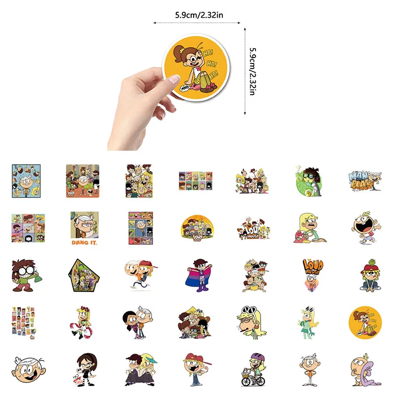 55PCS The Loud House DIY Cartoon Stickers Phone Trunk Refrigerator Waterproof Anime Stickers Anime Figure Image Toys Sticker