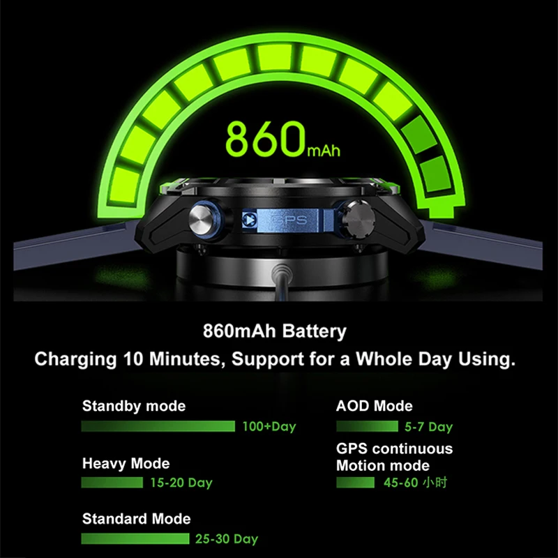 Lige novo gps track offline mapa bússola relógio inteligente 466*466 tela amoled 860mah bateria 3atm relógios à prova dwaterproof água vídeo smartwatch