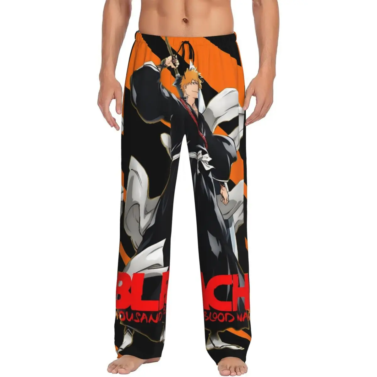 

Изготовленные на заказ пижамные штаны в стиле аниме Bleach, мужская одежда для сна на шнурке, низ с карманами