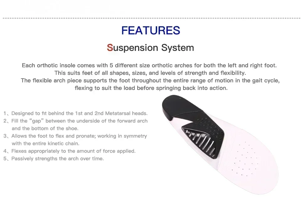 AB Professionelle Einlegesohle zur Fußgewölbeunterstützung für Plattfüße, Schuhkissen, orthopädisches Polster für Fahrrad, Fußball, Laufen, Sport – Detail 2